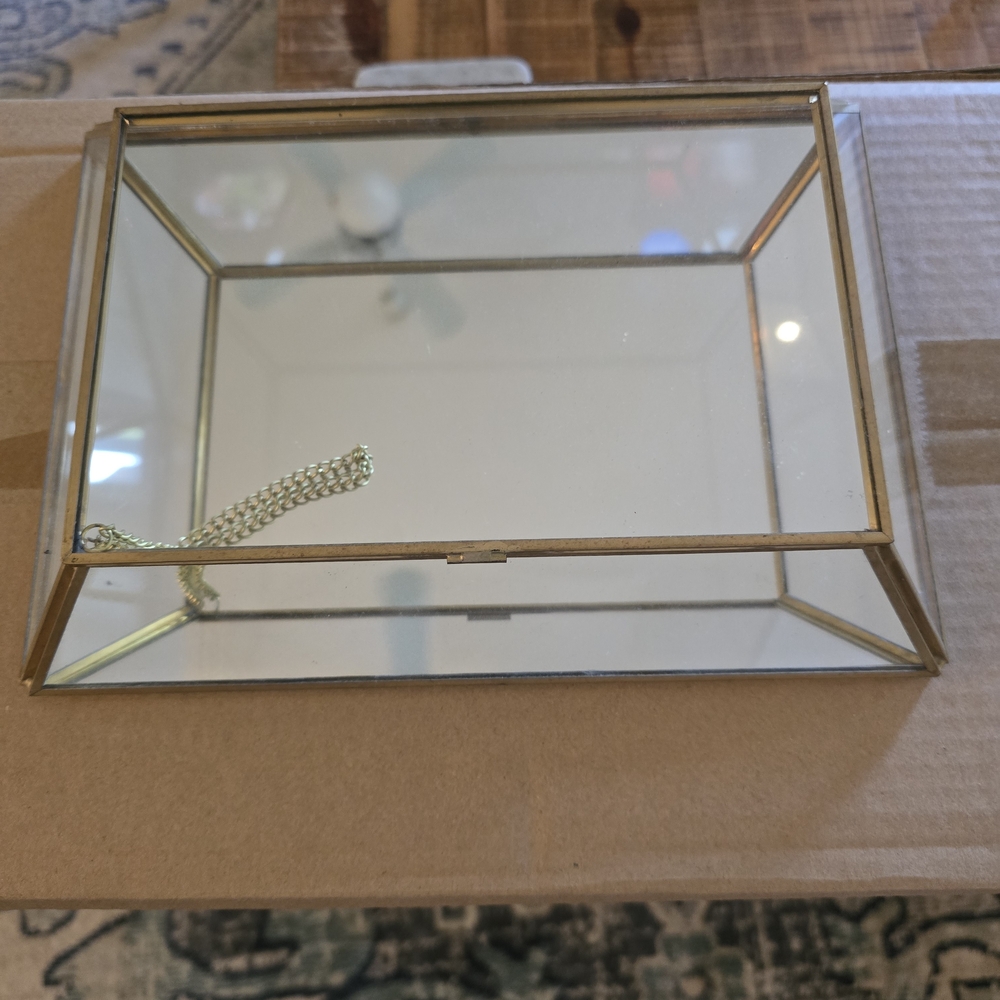 Glass Display Box with Gold Trim